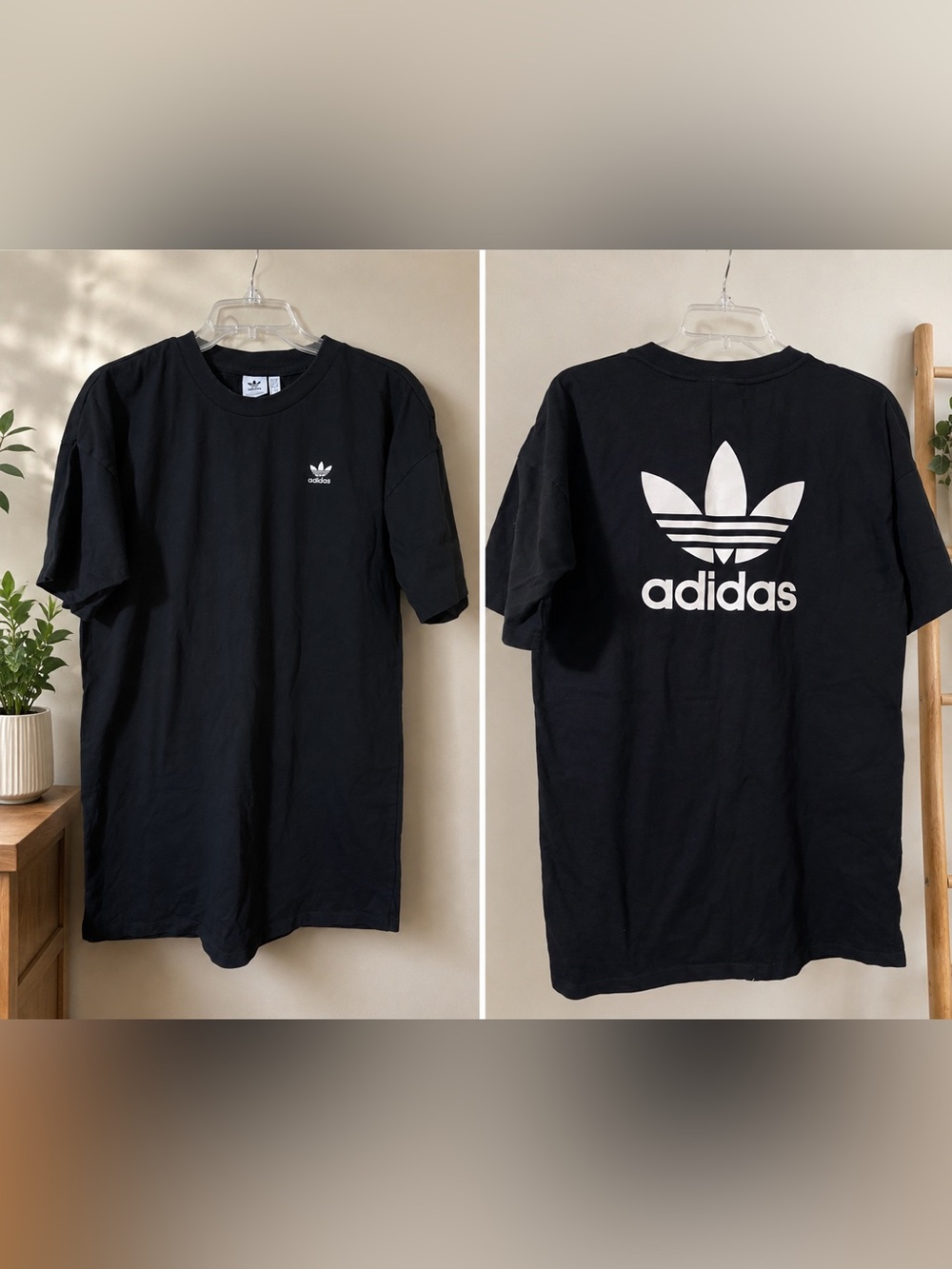 adidas Black Crew Neck Tee or a dress with White Trefoil Logo